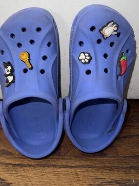 CROCS Kids Lavender/Blue Slip-On Clogs with Fun Charms
